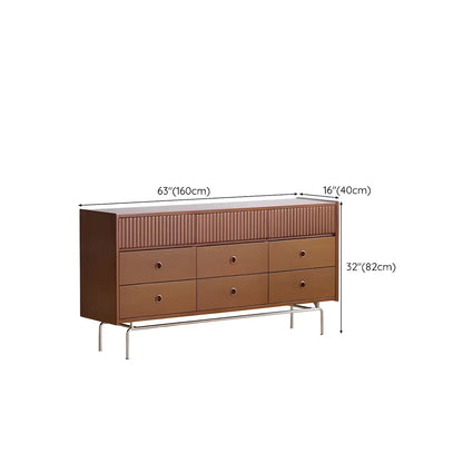 Vintage Brown Wooden Double-Layer Dresser with 9 Drawers